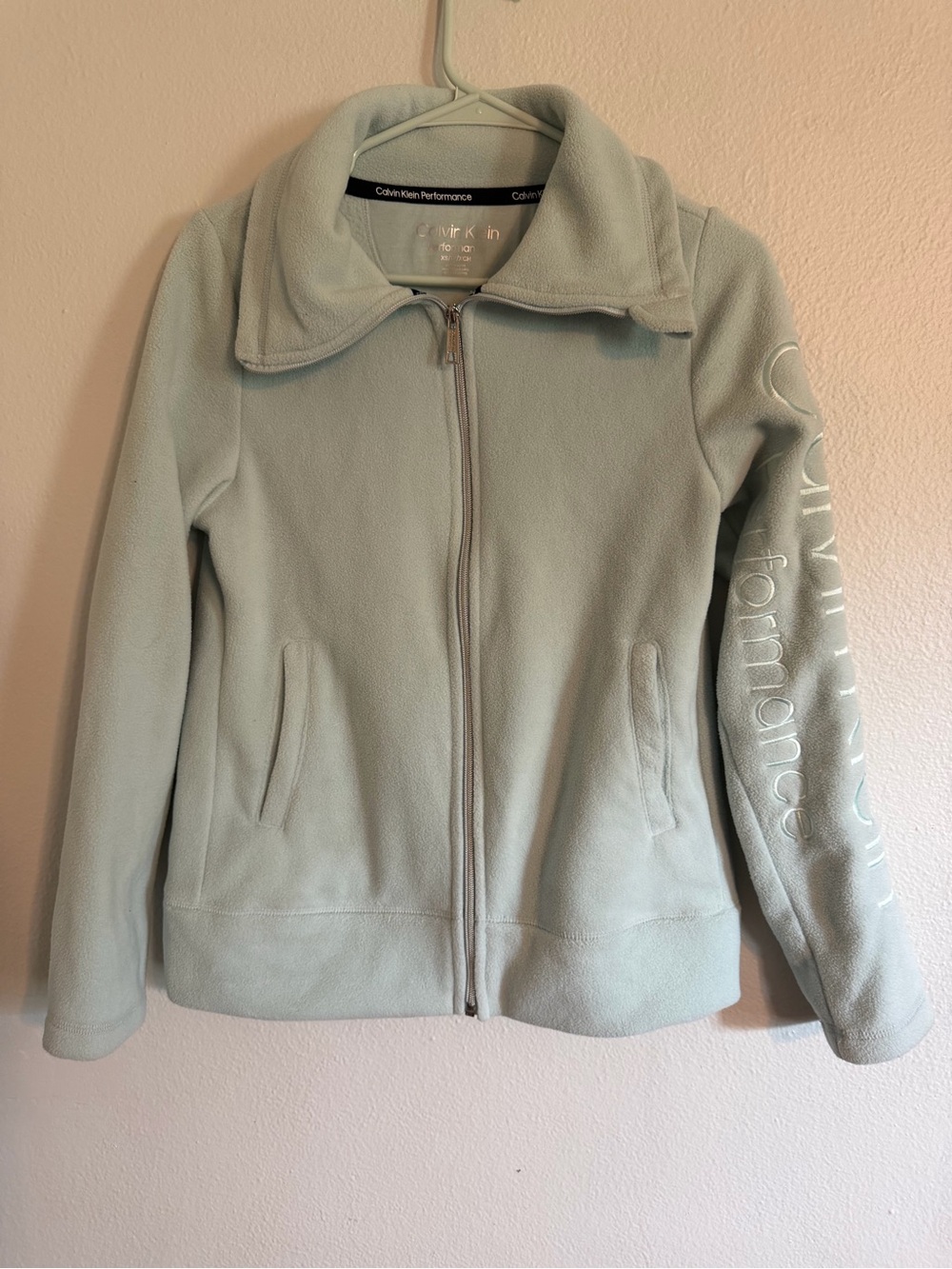 Calvin Klein Performance Pastel Mint Green Fleece Zip Up Jacket XS